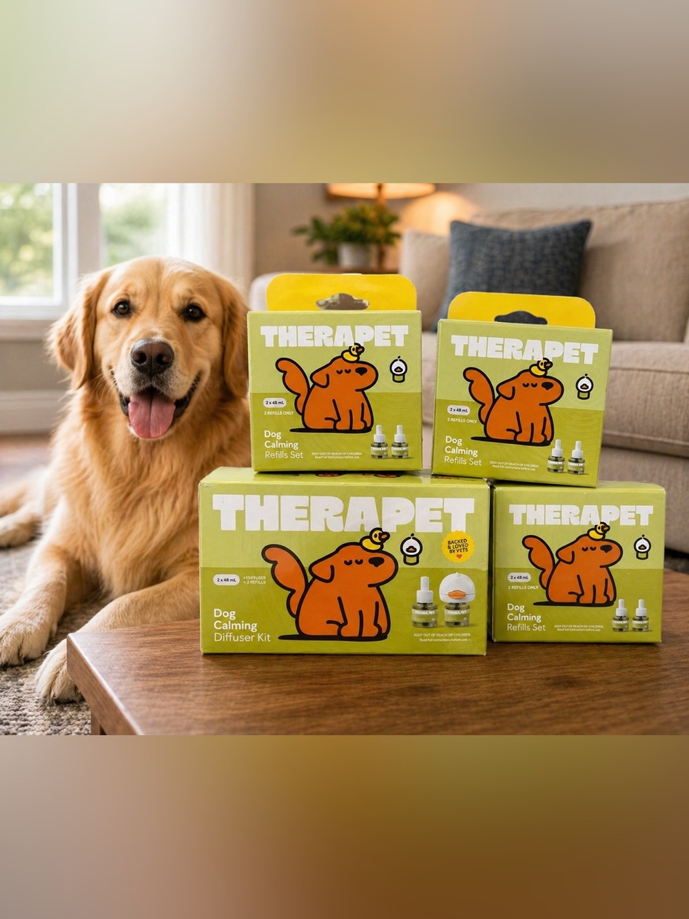 TherapetMD Dog Calming Diffuser Kit for Stress - 1 DIFFUSER + 8 (30-Day) REFILLS